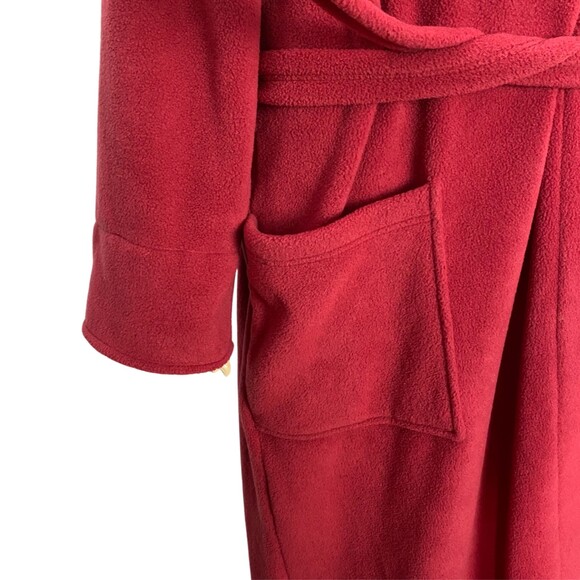 L.L. Bean Womens Red Maxi Long Sleeve Fleece Robe Size Large - Picture 7 of 10
